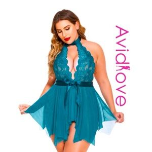 AVIDLOVE  Babydoll High Waist  Chemise Floral Lace Lingerie Sz 18W